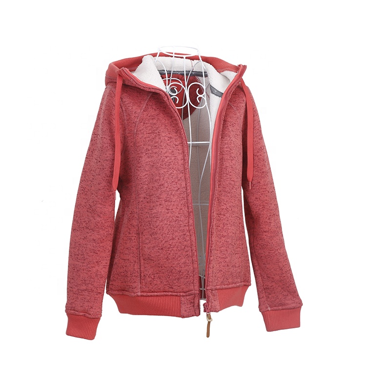 European Style Fashion Woman Outdoor Knitted Sherpa-Lined Hoodies Plus Size Hoodies Outdoor Sport Jacket Winter Thick Warm Jacket