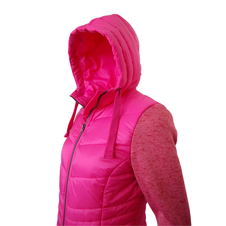 Women Outdoor Zip Up Melange Sleeve Windbreaker Hoodies With Leather Logo Hybrid Jacket ladies sportwear lightweight outdoor hoods