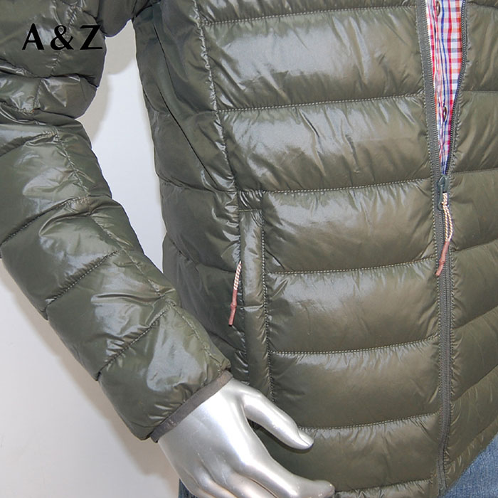 Mens Nylon Puffer Jacket Zip Up insulated lightweight coat with elastic cuff