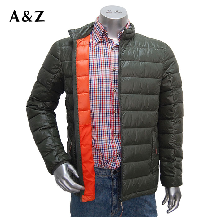 Mens Nylon Puffer Jacket Zip Up insulated lightweight coat with elastic cuff