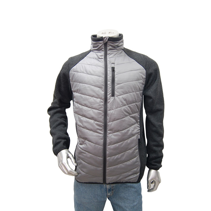 Mens Hybrid Outdoor Zip Up Melange Sleeve Windbreaker Quilting Body Puffer Jacket Without Hood Workwear mens hybrid short coat