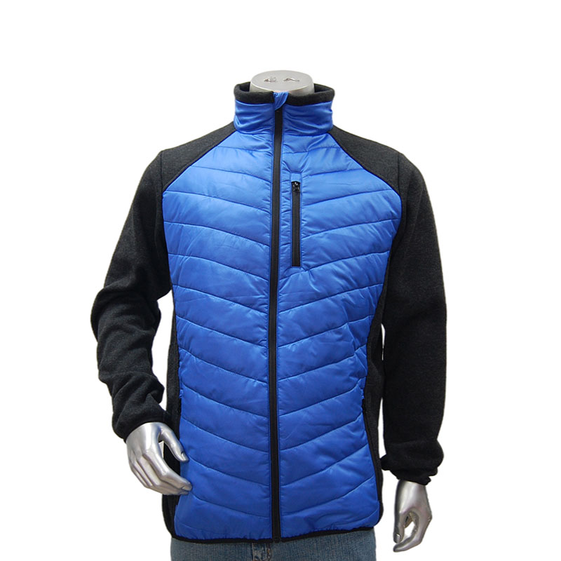 Mens Hybrid Outdoor Zip Up Melange Sleeve Windbreaker Quilting Body Puffer Jacket Without Hood Workwear mens hybrid short coat