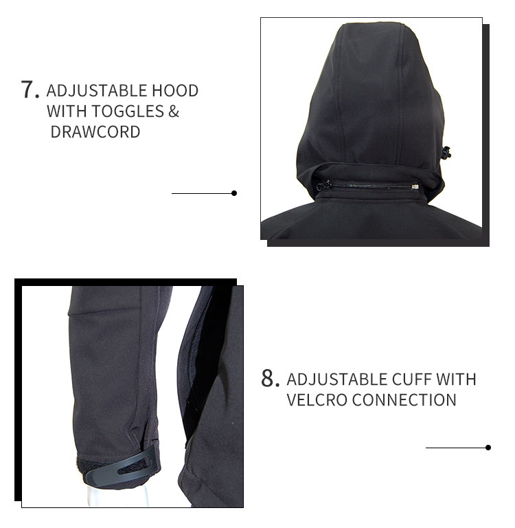 Custom Ladies Sublimation Black Softshell Jacket With Reflection Womens Outdoor Softshell Jacket With Detachable Hood ladies outdoor softshell walker coat