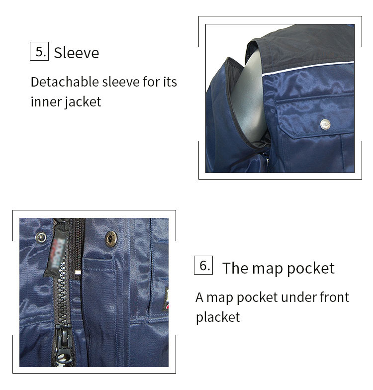Mens Reflective Workwear With Multi Pocket Detachable Sleeve Durable Rough Workwear Windproof Water Repellent Padded Jacket mens heavy duty short workwear