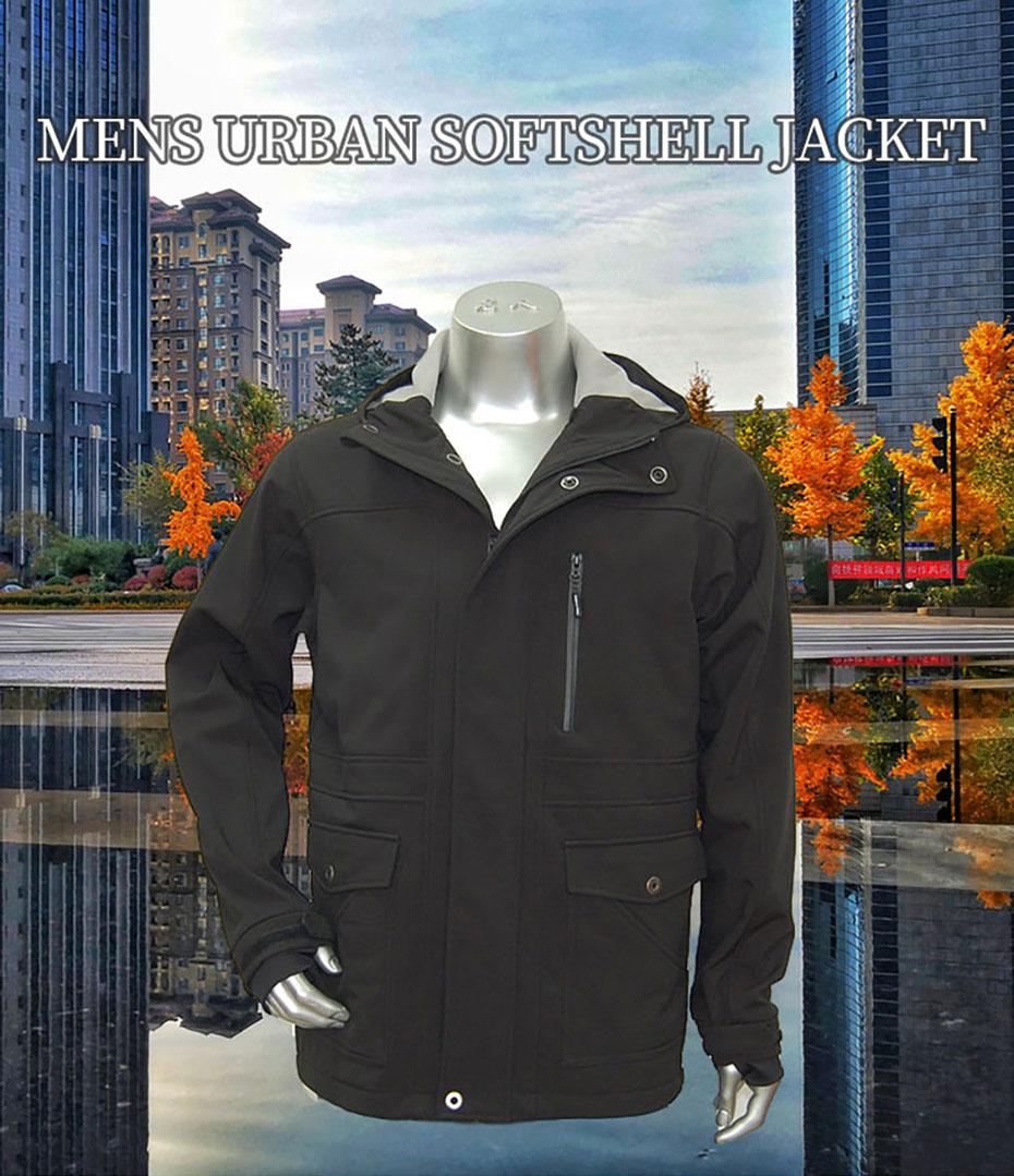 Wholesale Quality Mens Waterproof Outdoor Softshell Jacket With Attachable Hood Mens Urban Softshell Coat