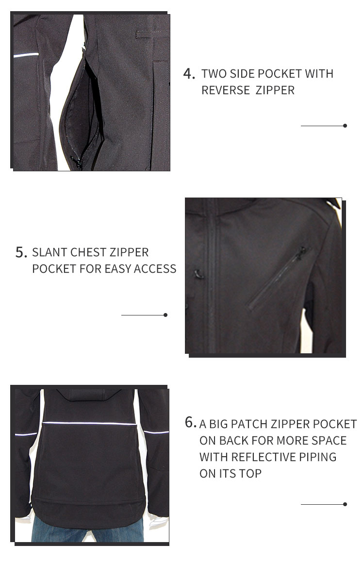 Custom Ladies Sublimation Black Softshell Jacket With Reflection Womens Outdoor Softshell Jacket With Detachable Hood ladies outdoor softshell walker coat