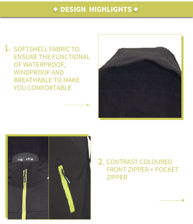 Mens Softshell Jacket With Detachable Hood Spandex Inner Cuff Windproof Waterproof Breathable Outdoor Sport Jacket
