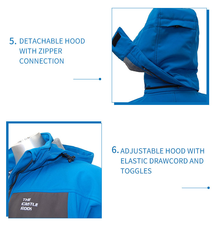 Mens Waterproof Softshell Jacket Thick Outdoor Coat Trekking Jacket Windbreaker With Detachable Hood