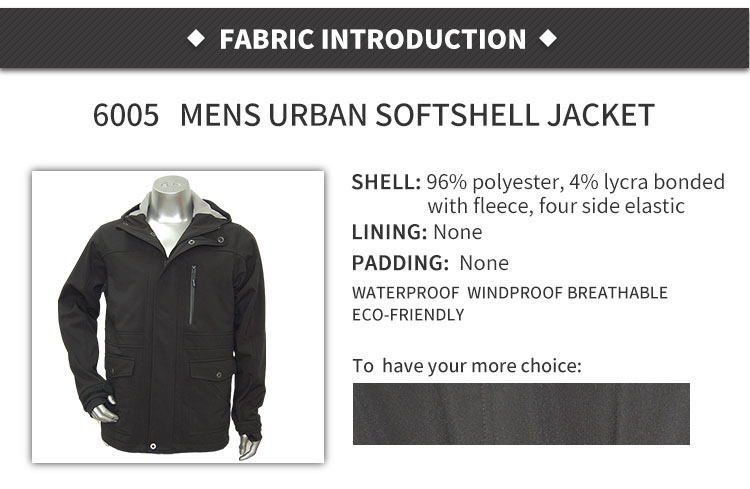 Wholesale Quality Mens Waterproof Outdoor Softshell Jacket With Attachable Hood Mens Urban Softshell Coat