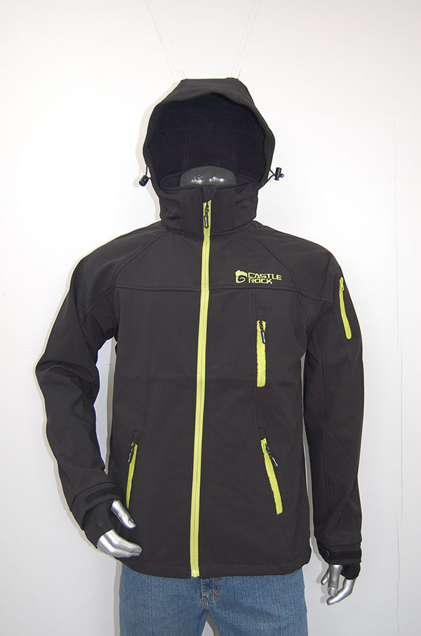 Mens Softshell Jacket With Detachable Hood Spandex Inner Cuff Windproof Waterproof Breathable Outdoor Sport Jacket