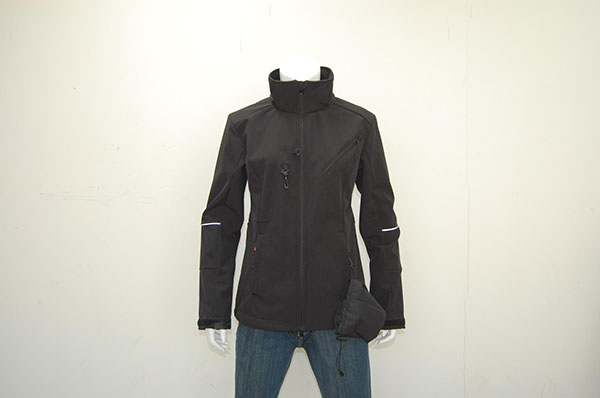 Custom Ladies Sublimation Black Softshell Jacket With Reflection Womens Outdoor Softshell Jacket With Detachable Hood ladies outdoor softshell walker coat