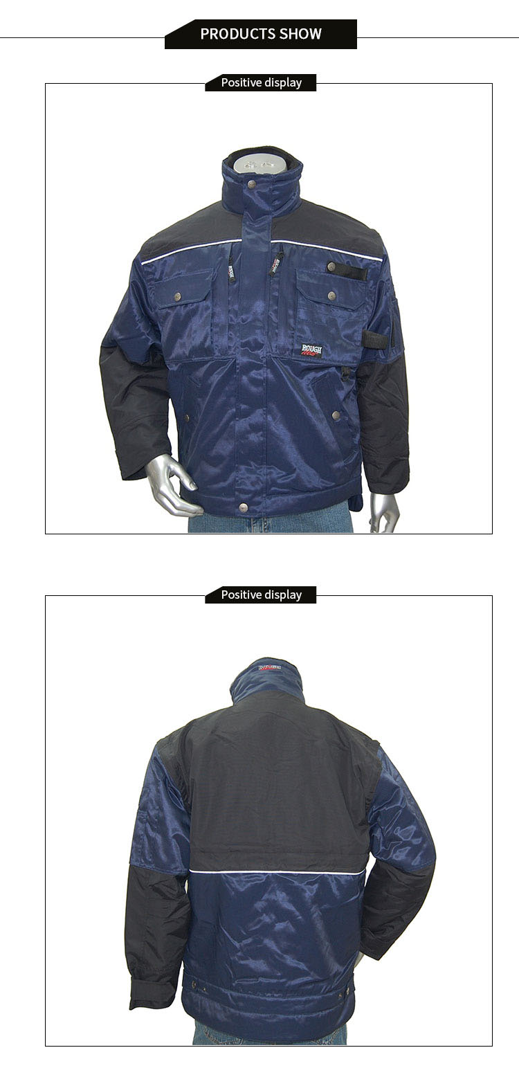 Mens Reflective Workwear With Multi Pocket Detachable Sleeve Durable Rough Workwear Windproof Water Repellent Padded Jacket mens heavy duty short workwear