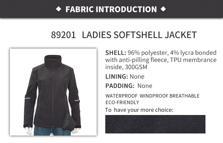 Custom Ladies Sublimation Black Softshell Jacket With Reflection Womens Outdoor Softshell Jacket With Detachable Hood ladies outdoor softshell walker coat