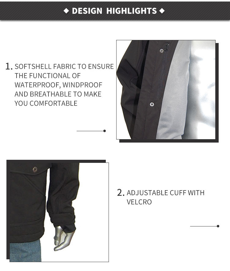 Wholesale Quality Mens Waterproof Outdoor Softshell Jacket With Attachable Hood Mens Urban Softshell Coat