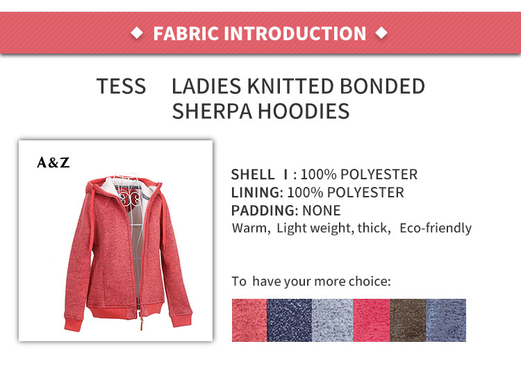 European Style Fashion Woman Outdoor Knitted Sherpa-bonded Hoodies Plus Size Hoodies Outdoor Sport Jacket Winter Thick Warm Jacket ladies melange sporting hoodies