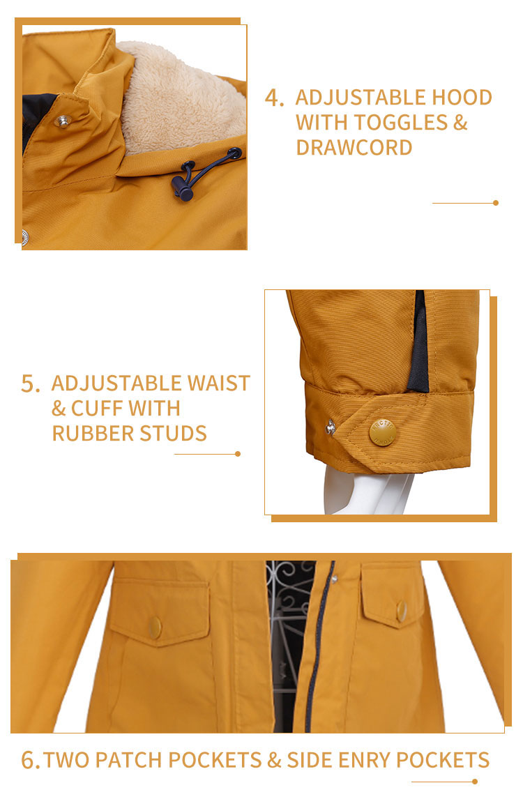 Womens Sherpa Lined Waterproof Jacket Winter Warm Coat Insulated Padded Parka Designer Styling Coat ladies walker long coat/overcoat/parka