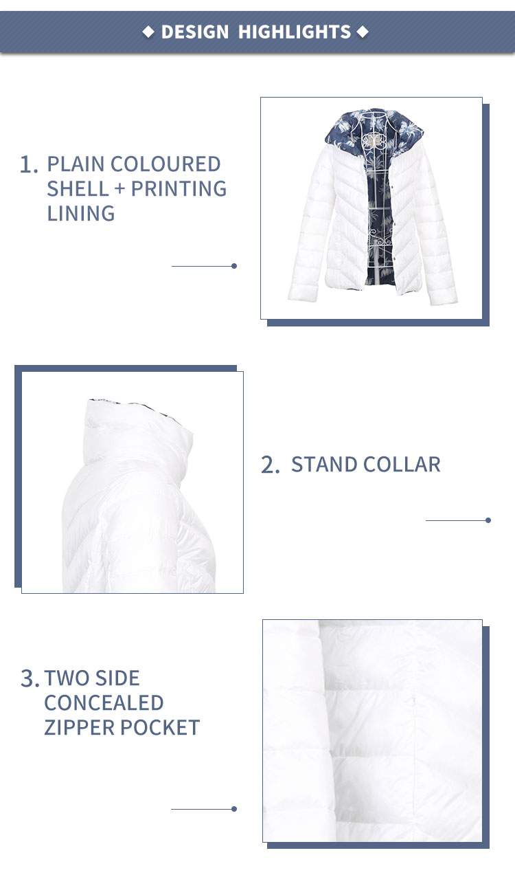 New Style Windproof Women Winter Wears Polyester Puffer Jacket Quilted Coat Light Weight Padded Coat Stylish Cardigan With Digital Print Lining womens outdoor lightweight short puffer coat