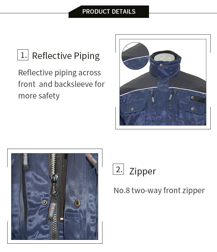 Mens Reflective Workwear With Multi Pocket Detachable Sleeve Durable Rough Workwear Windproof Water Repellent Padded Jacket mens heavy duty short workwear