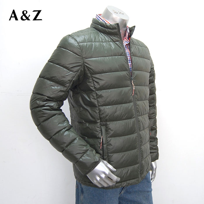 Mens Nylon Puffer Jacket Zip Up insulated lightweight coat with elastic cuff
