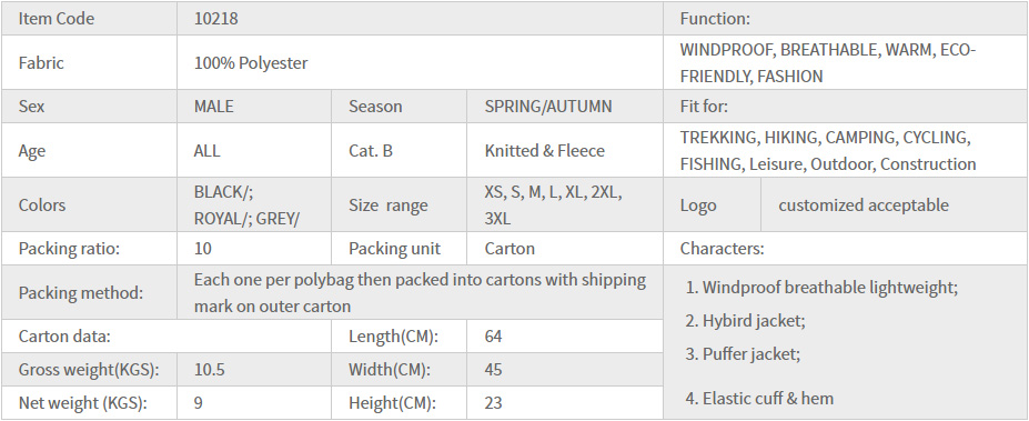 Mens Hybrid Outdoor Zip Up Melange Sleeve Windbreaker Quilting Body Puffer Jacket Without Hood Workwear mens hybrid short coat